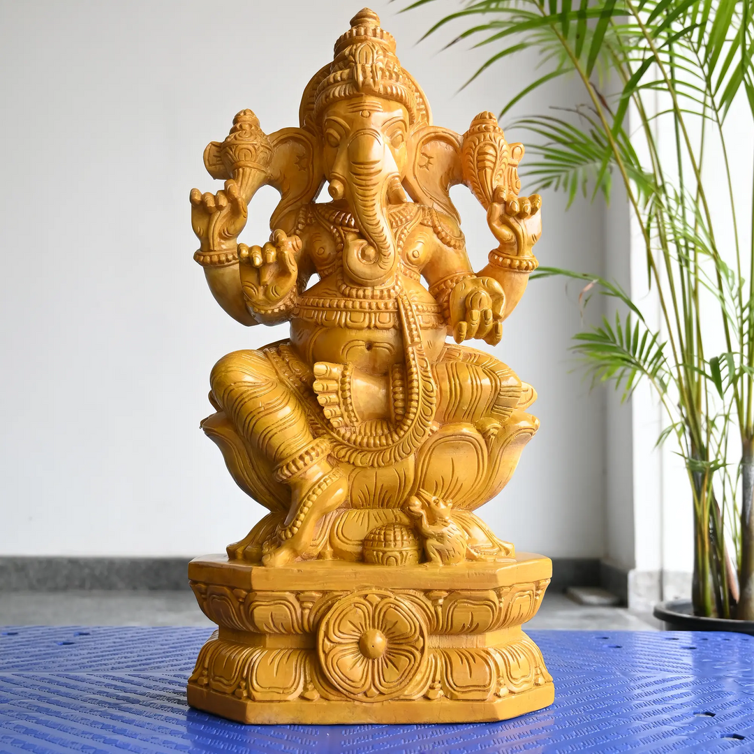 Premium handcrafted wooden Vinayagar statue for pooja room