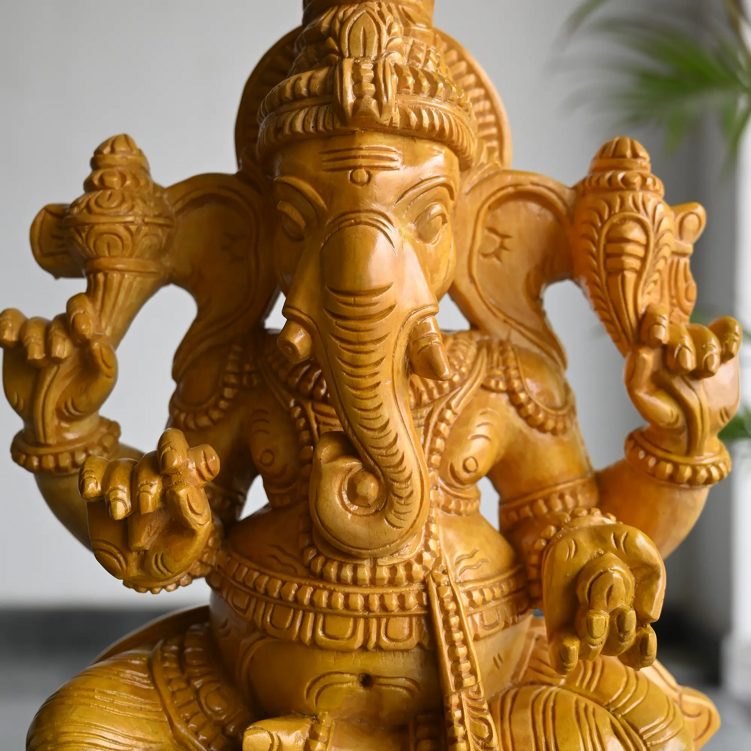 Premium Wooden Ganesh Sculpture – Traditional Indian Handicraft 24"
