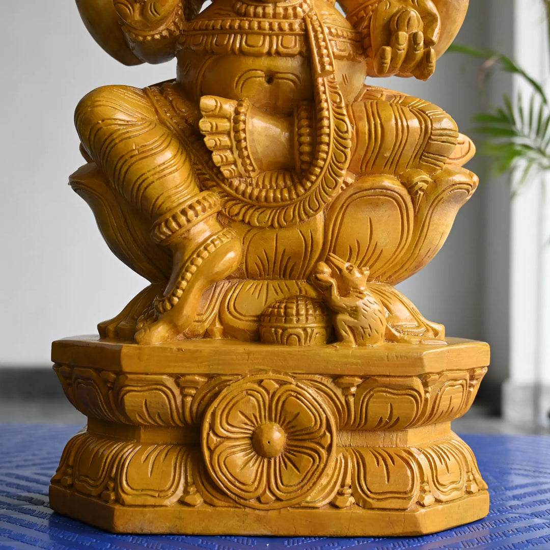 Premium Wooden Ganesh Sculpture – Traditional Indian Handicraft 24"