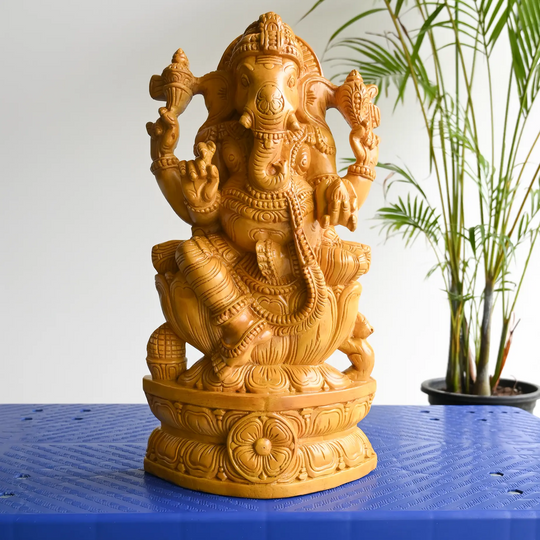Elegant wooden Ganesh idol for traditional home decor
