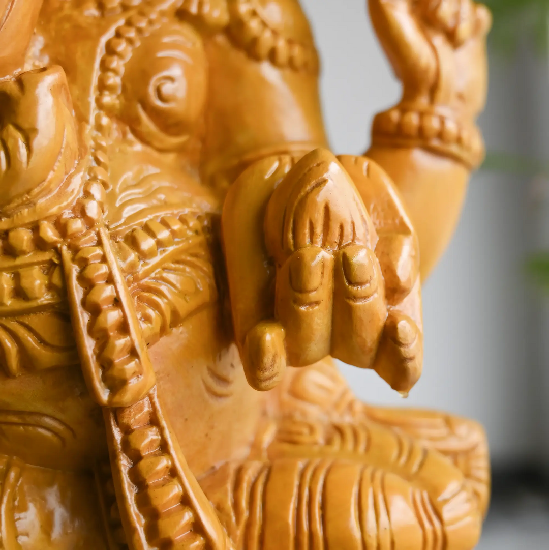 Elegant Wooden Vinayagar Moorthi for Devotional Spaces- Idol with Intricate Carving