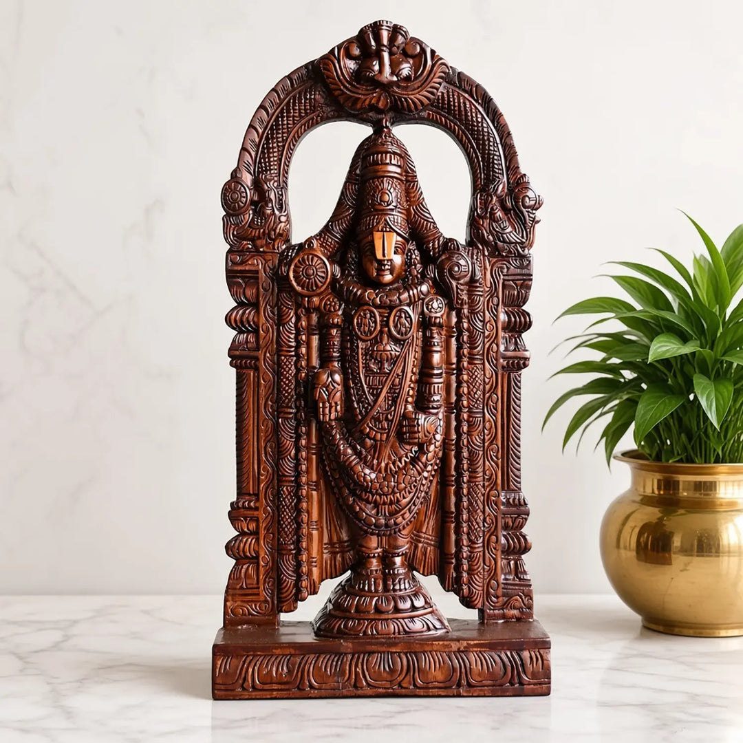 Indian traditional wooden Ganesha statue for home decor