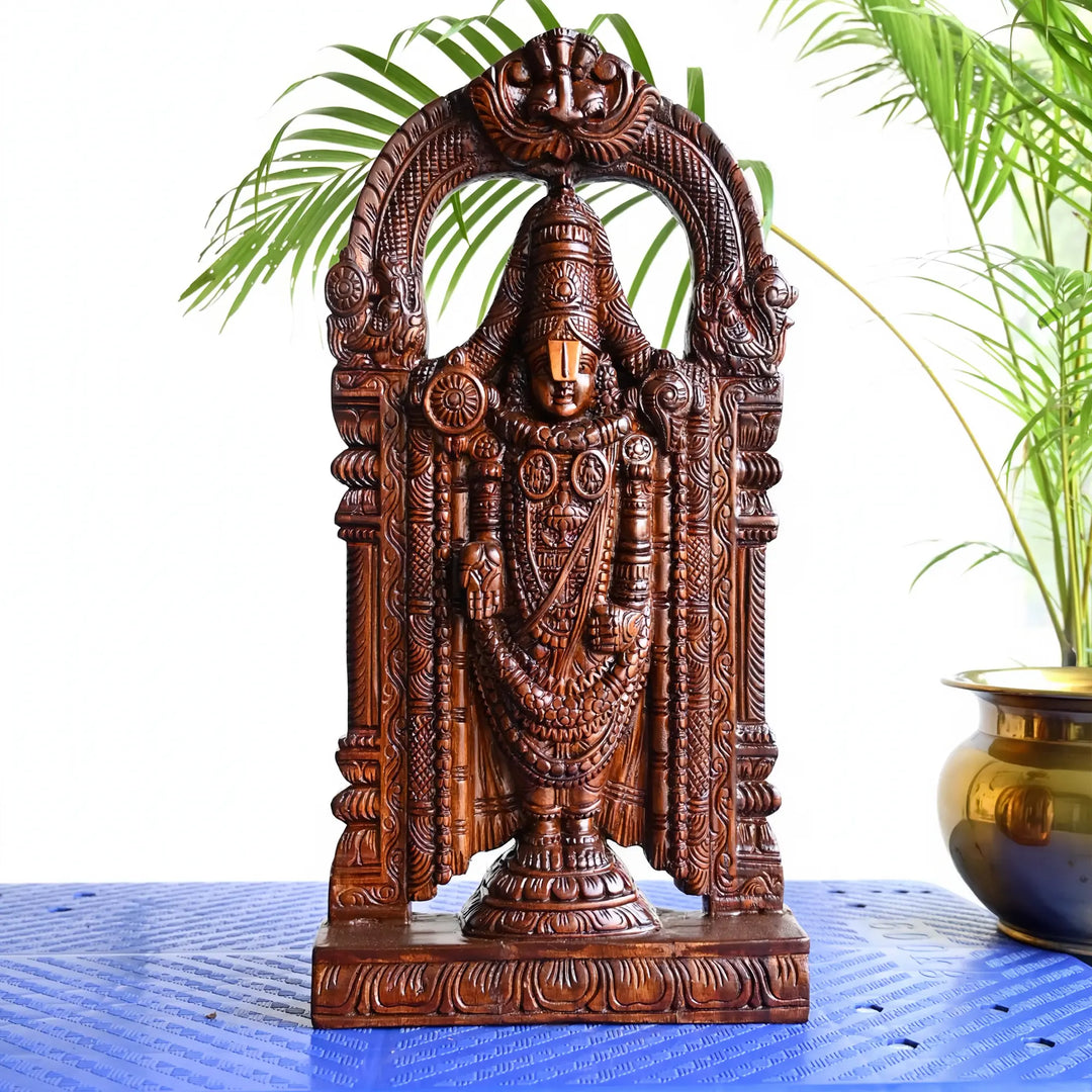 Premium wooden Ganesh statue with traditional handcrafted details