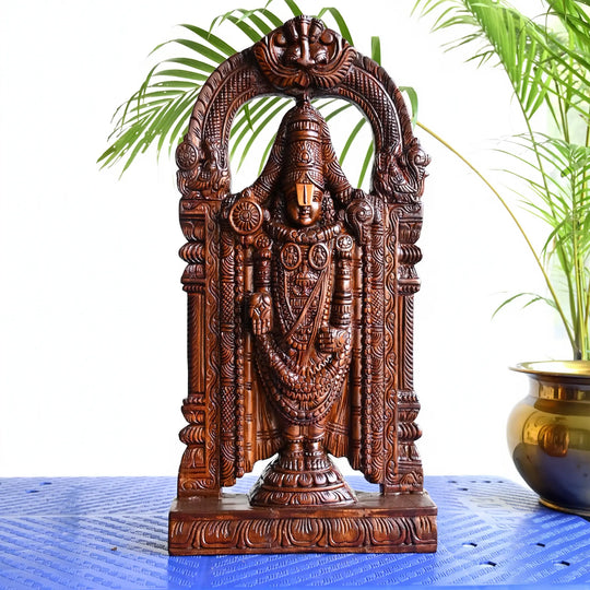 Premium wooden Ganesh statue with traditional handcrafted details