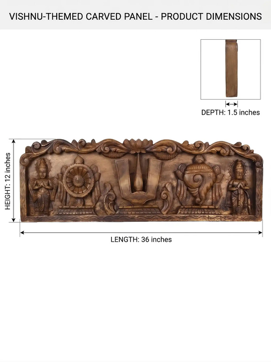 Handcrafted Vishnu Shanku Chakra wooden wall decor
