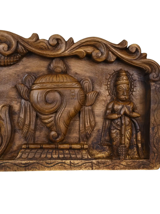 Sacred Shanku Chakra wooden wall decor for home temple