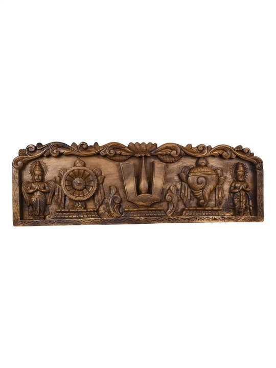 South Indian style Vishnu wooden wall panel