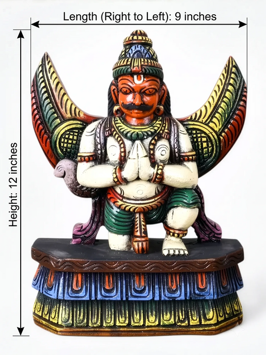 Traditional Garuda wood sculpture for home entrance and pooja room.