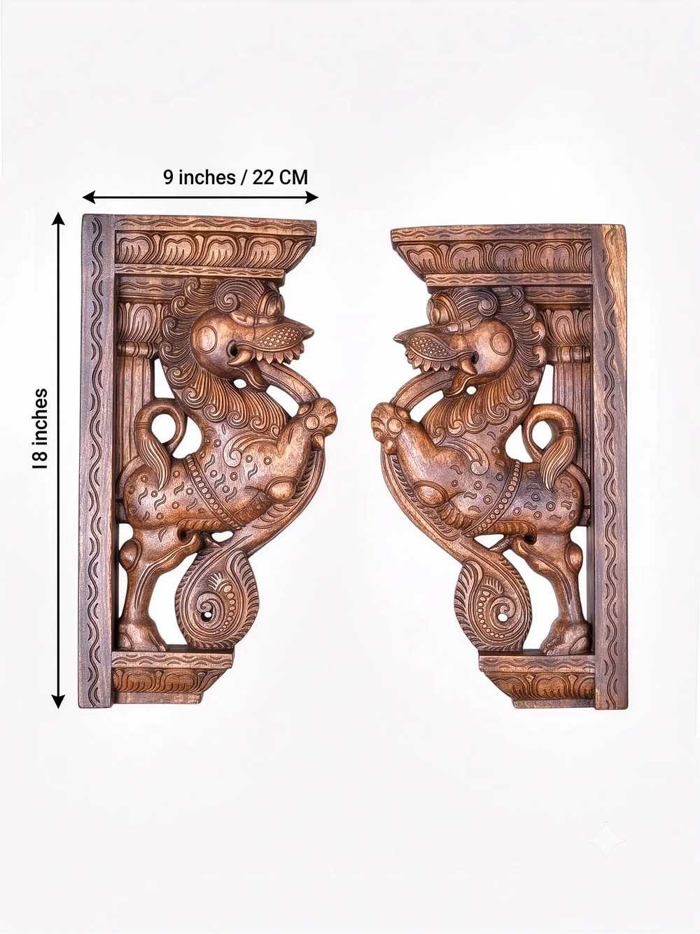 South Indian wooden Yaali corbel brackets for home decor