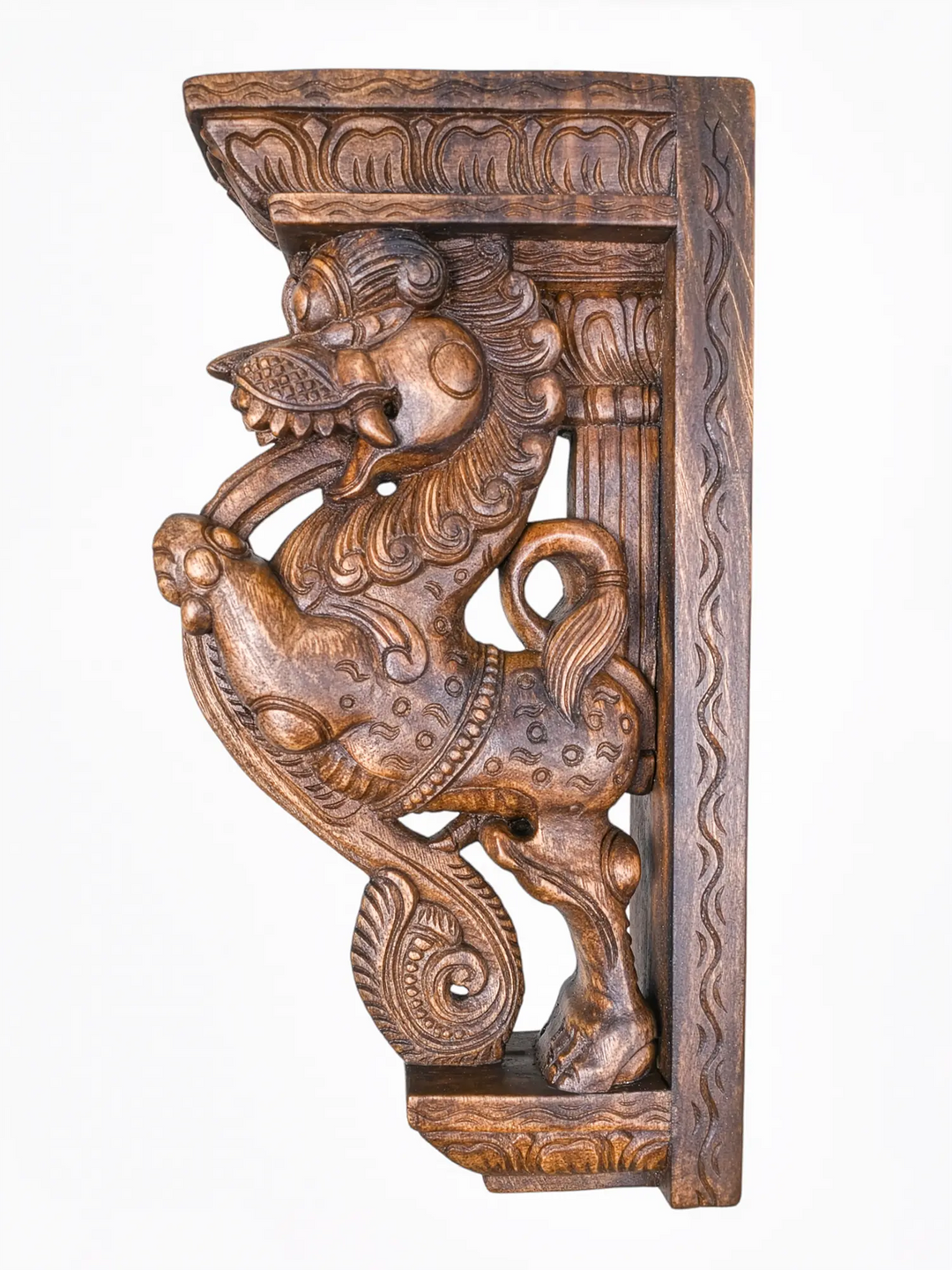 Heritage style wooden Yaali bracket pair for interior decoration