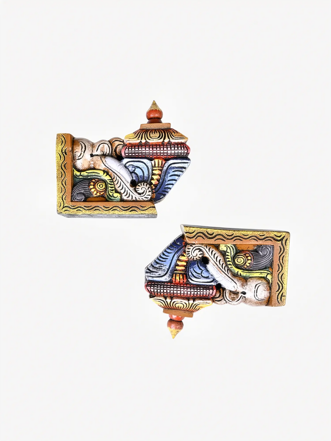 Multi coloured wooden wall bracket for pooja room décor