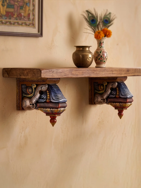Luxury wooden temple wall bracket pair