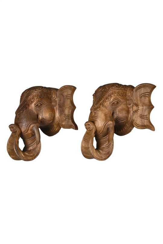 Indian traditional carved elephant wall bracket