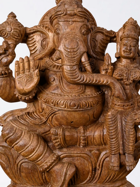 Wooden Vallabha Ganesh idol for pooja room decoration