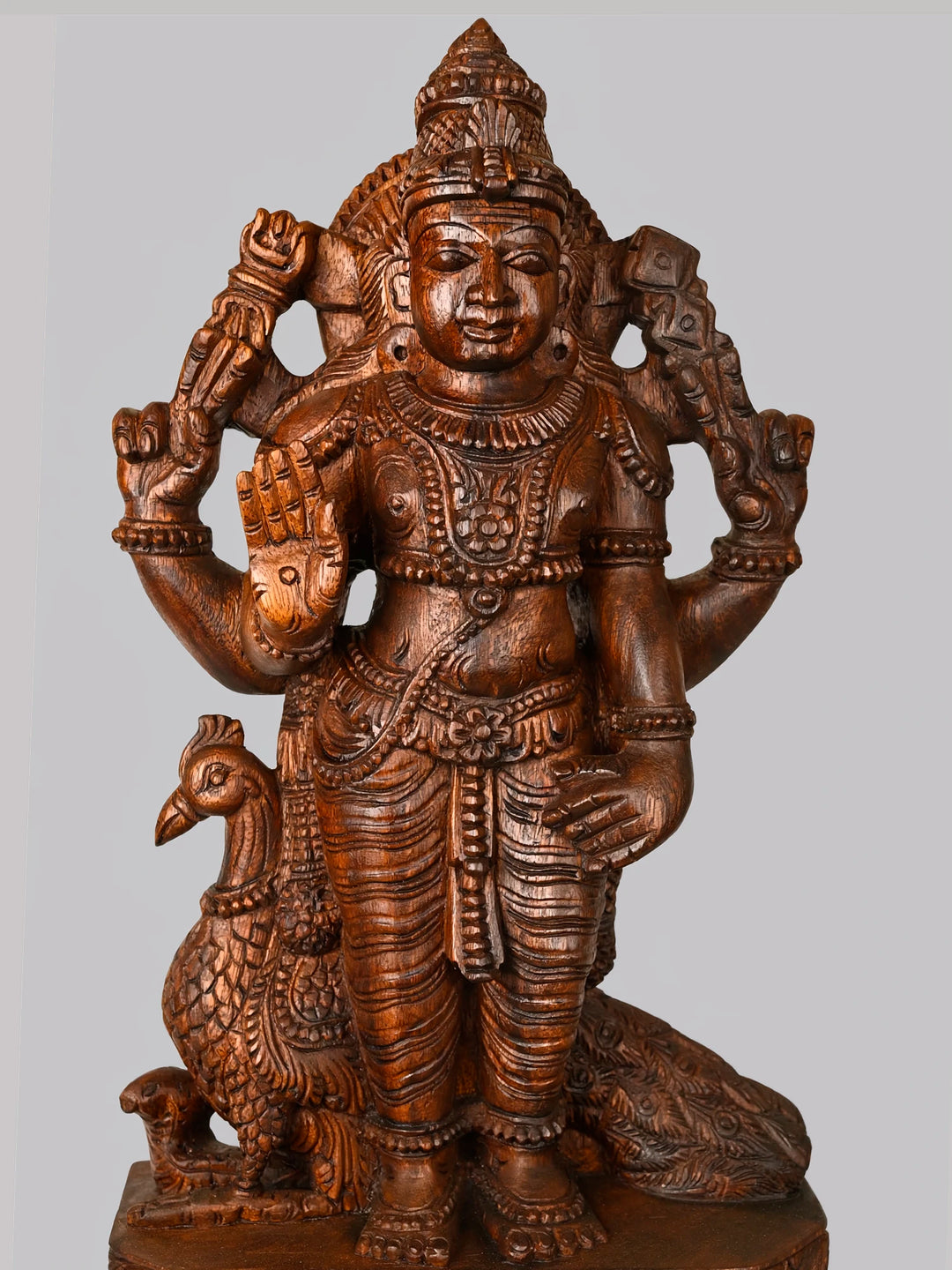 South Indian wooden Murugan idol Blessing Posture