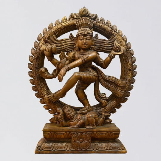 Wooden Nataraj Shiva Thandavam statue hand carved