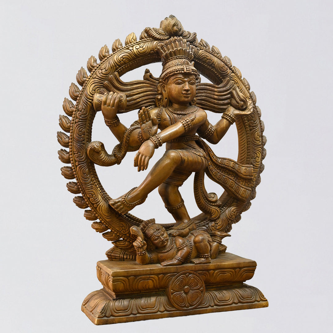 Premium wooden Nataraj statue hand carved by artisans