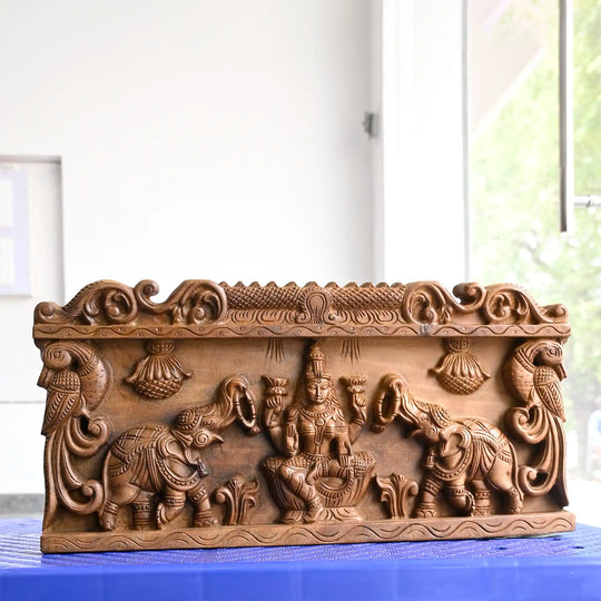 Traditional wooden Lakshmi wall art