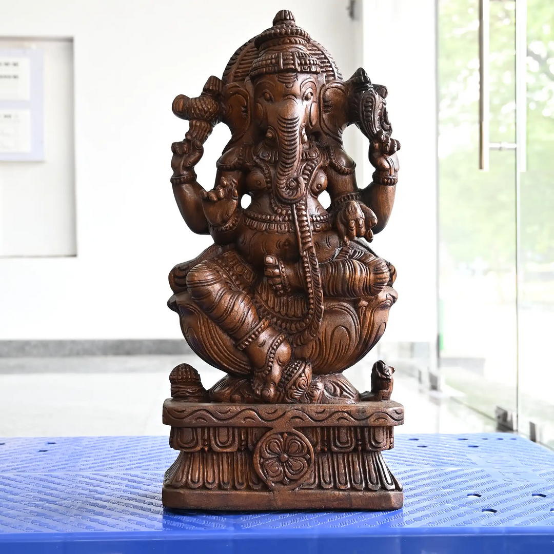 Traditional South Indian Ganesh wood carving