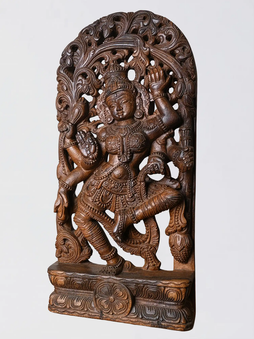 2ft Dancing Parvathy Wood Jollywork Sculpture