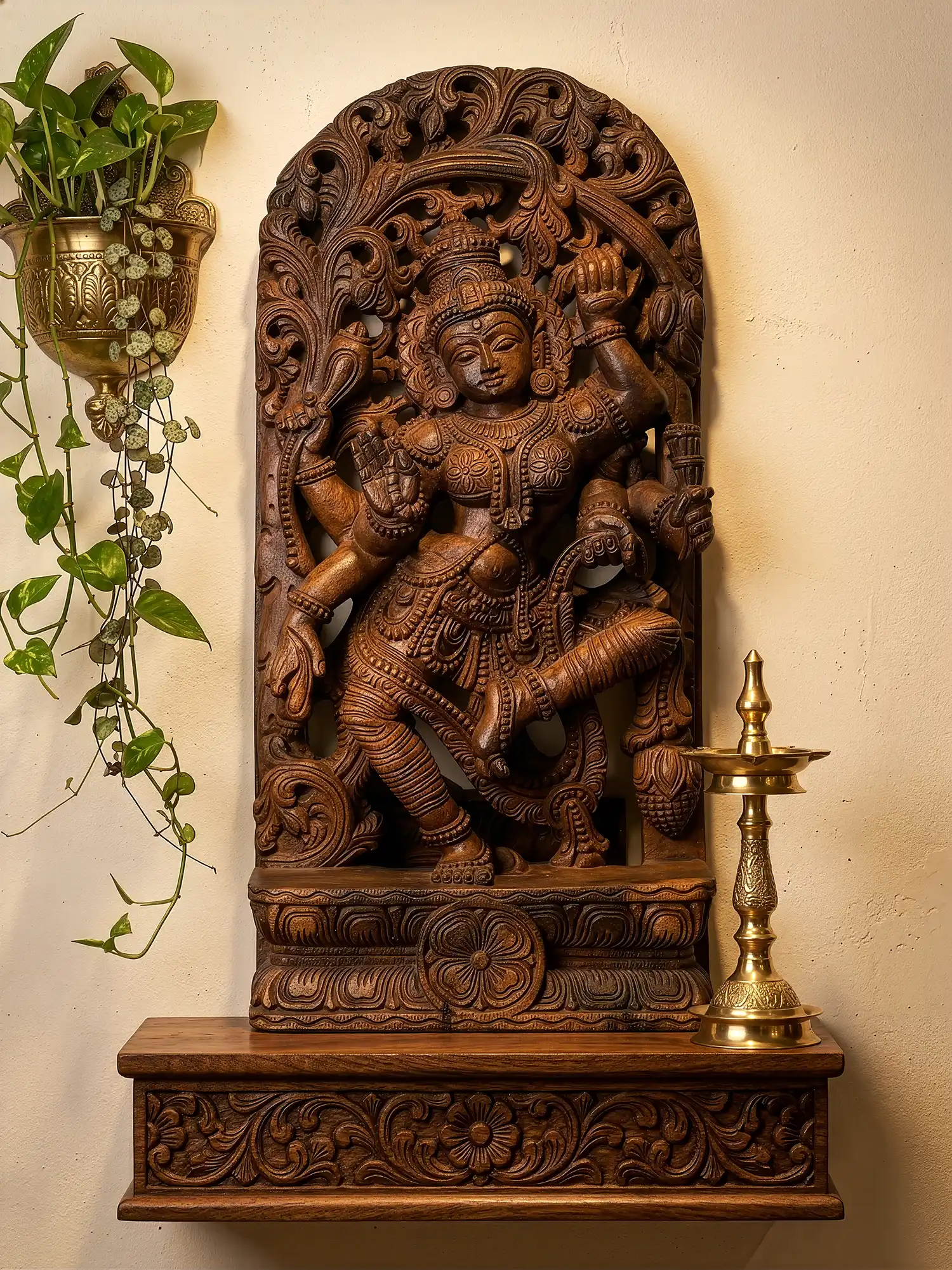2ft Dancing Parvathy Wood Jollywork Sculpture