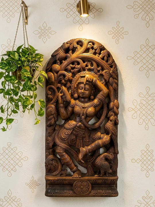 2ft Handmade Wooden Apsaras Wall Art 
