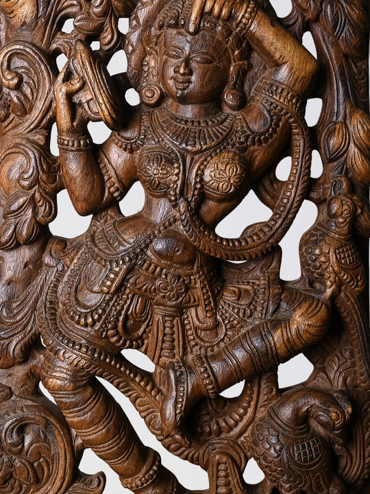2ft Handmade Wooden Apsaras Wall Art 