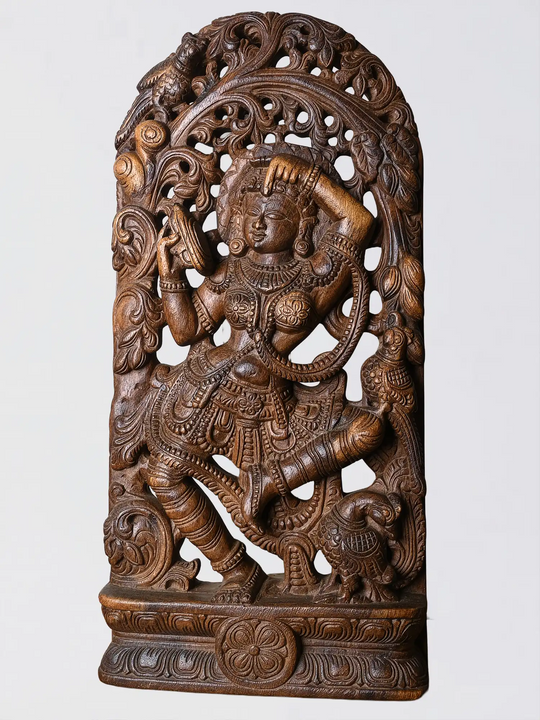 2ft Handmade Wooden Apsaras Wall Art – Premium Wooden Sculpture for Home Decor