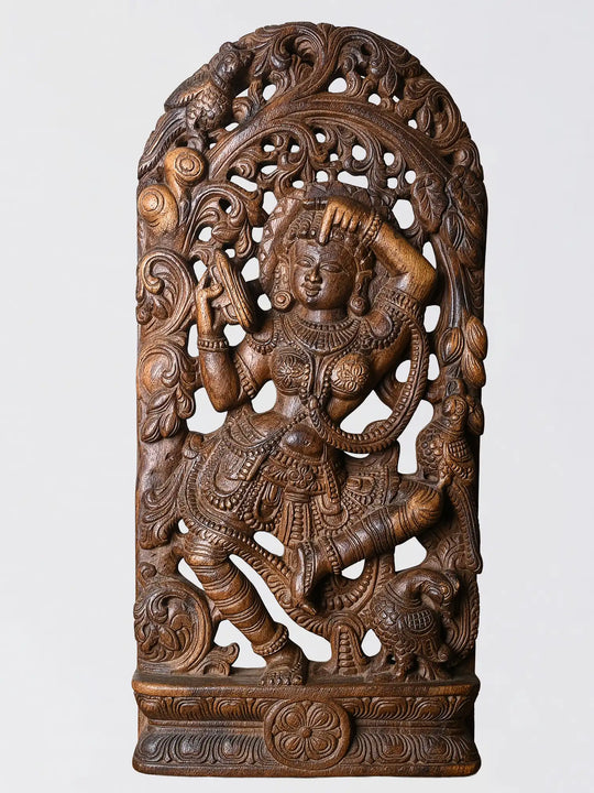 2ft Handmade Wooden Apsaras Wall Art 