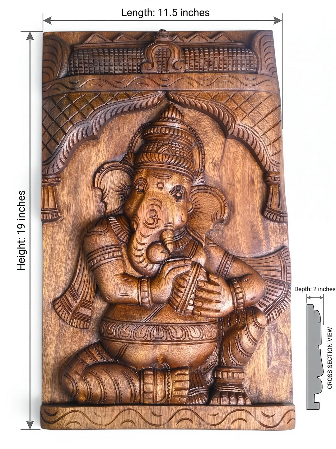 Lord Ganesha Handmade – Traditional Wooden Wall Panel "19