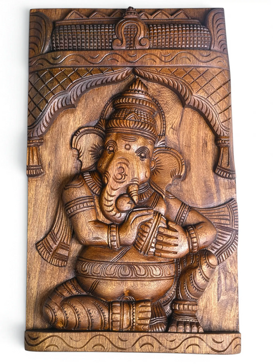 Lord Ganesha Handmade – Traditional Wooden Wall Panel "19