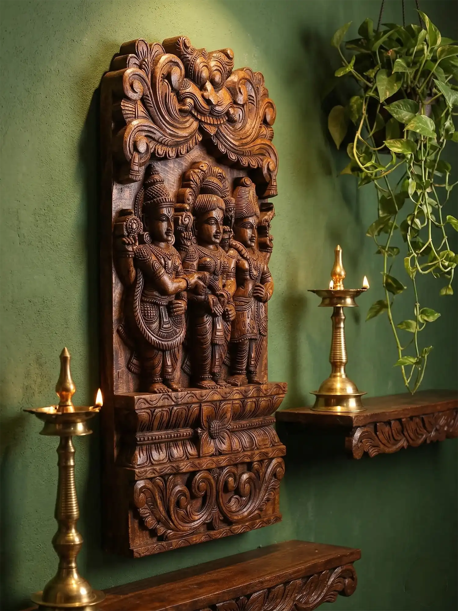 Meenakshi Thirukalyanam Wooden wall hanging panel