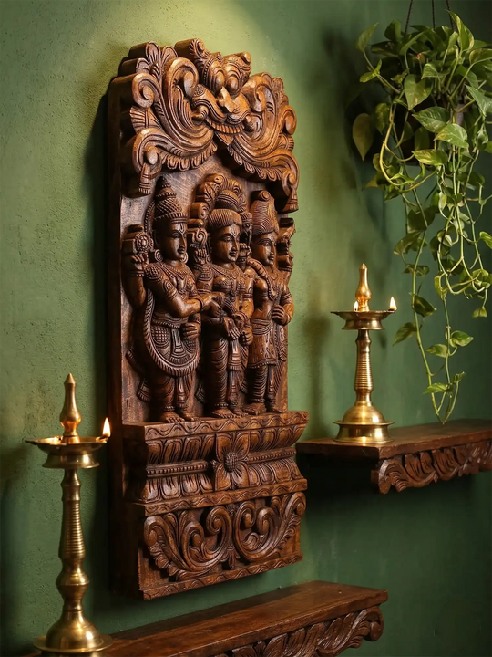 Meenakshi Thirukalyanam Wooden wall hanging panel