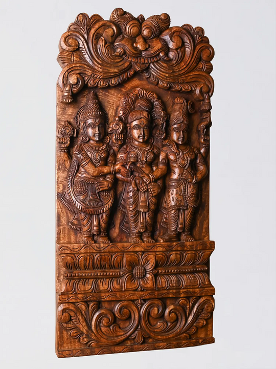 Meenakshi Thirukalyanam Wooden wall hanging panel-Wooden Wall Sculptures giftware 30"
