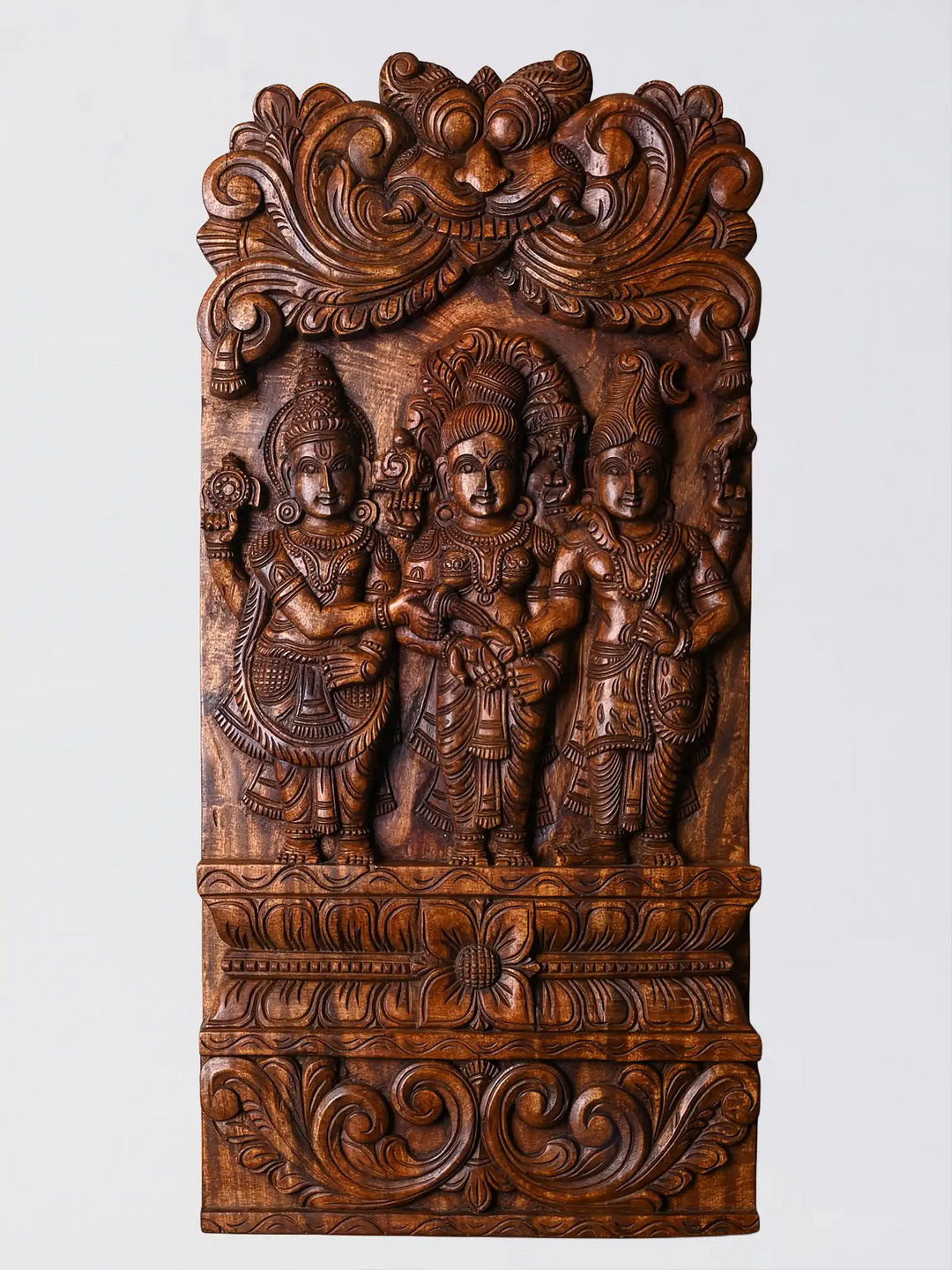 Meenakshi Thirukalyanam Wooden wall hanging panel-Wooden Wall Sculptures giftware 30"