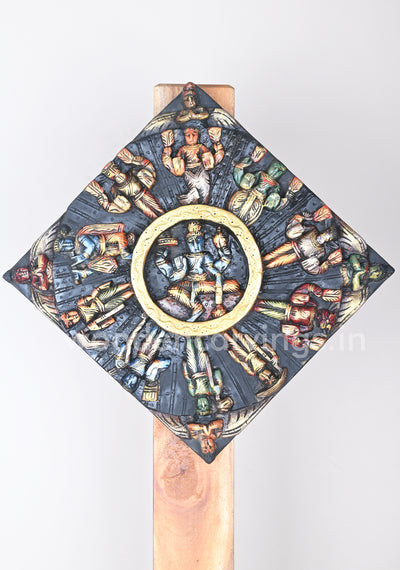 Unique Square Shaped Maha Vishnu Dasavatar Multicoloured Wall Mount 16"