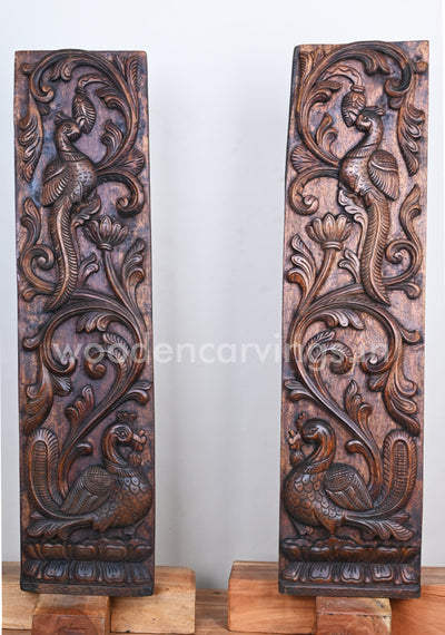 Vertical Home Decor Standing Tree on Peacocks Floral Design Beautiful Wall Panel 36"