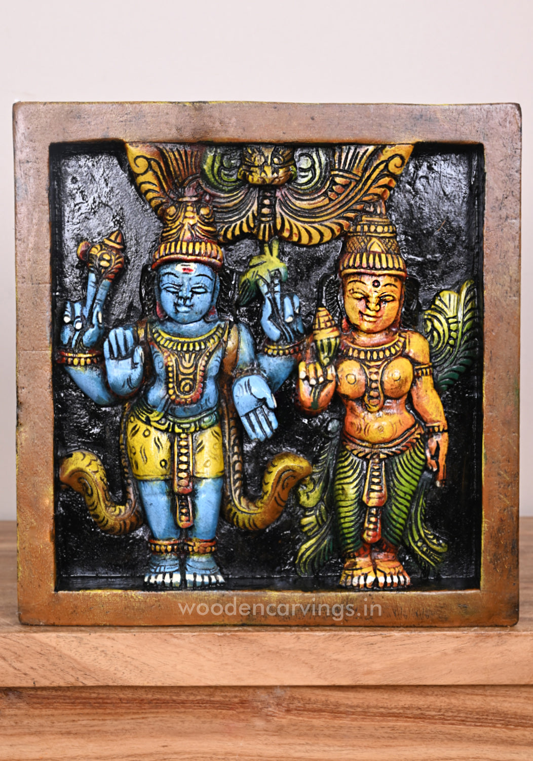Maha Vishnu With MahaLakshmi Simple Light Weight Home and Entrance Decor Auspicious Wall Mount 12"