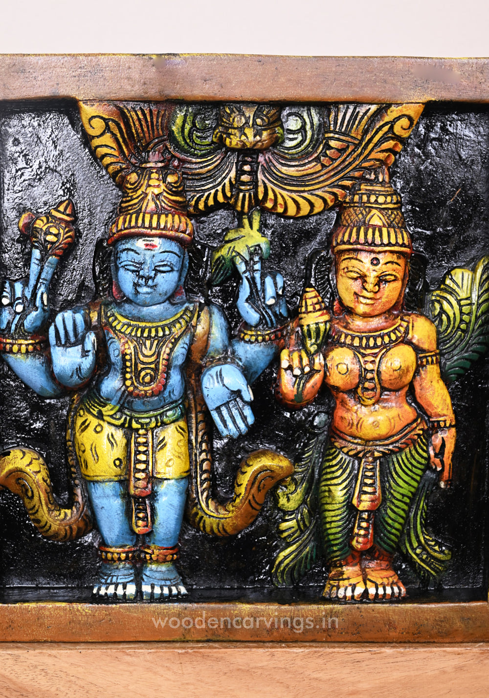 Maha Vishnu With MahaLakshmi Simple Light Weight Home and Entrance Decor Auspicious Wall Mount 12"