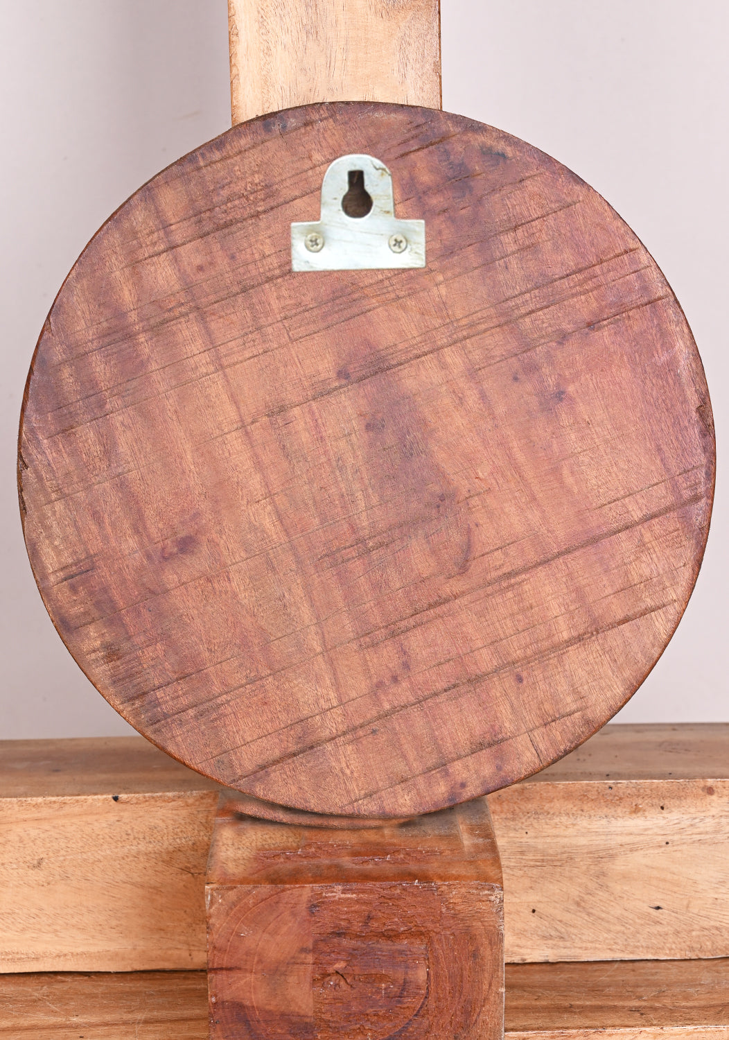 Wooden Sun Flower Design Decorative Wax Brown Wooden Entrance and Pooja Room Decor Wall Mount 12"
