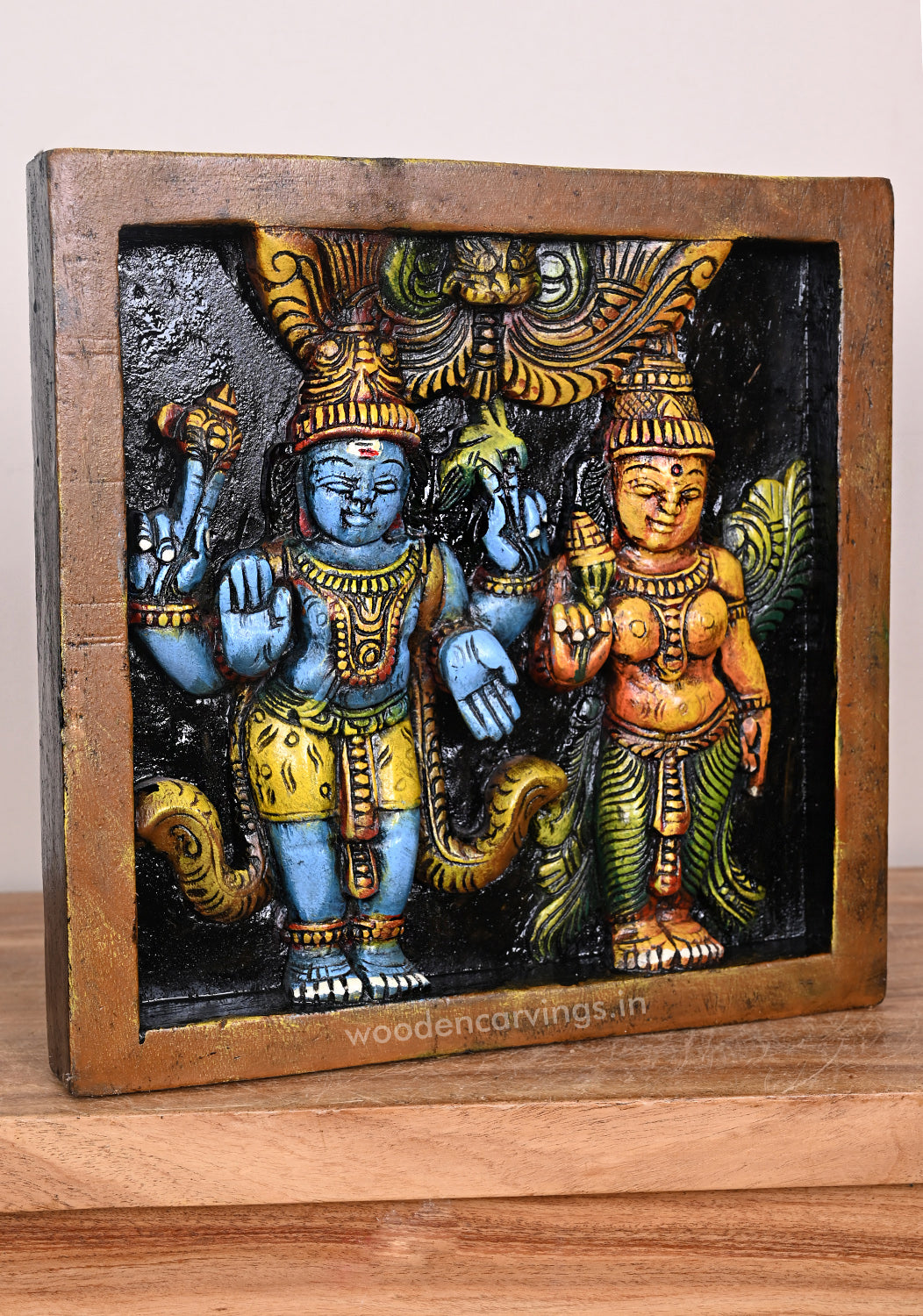 Maha Vishnu With MahaLakshmi Simple Light Weight Home and Entrance Decor Auspicious Wall Mount 12"