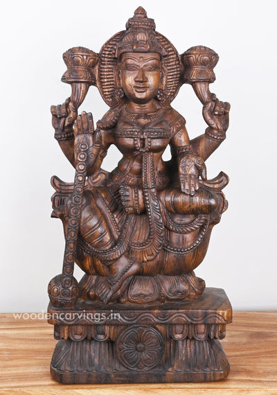 Blessing Mangala MahaLakshmi Auspicious Wooden Sculpture 24"