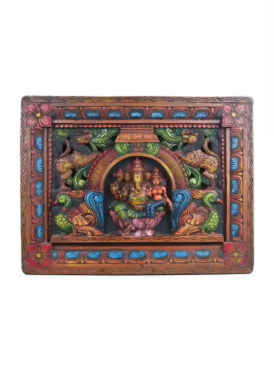 Yali and Peacock Adorned Ganesha - 18"
