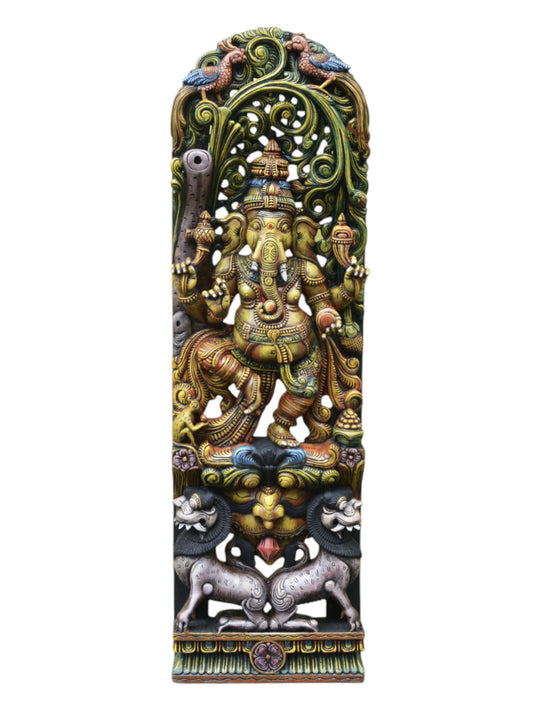 Nartaki Ganesh on kirthi Mukha jali work wall Mount 60"