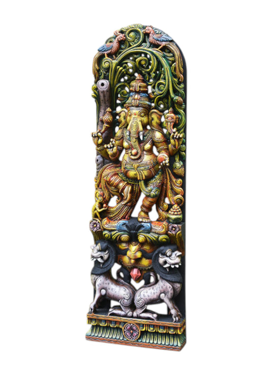 Nartaki Ganesh on kirthi Mukha jali work wall Mount 60"