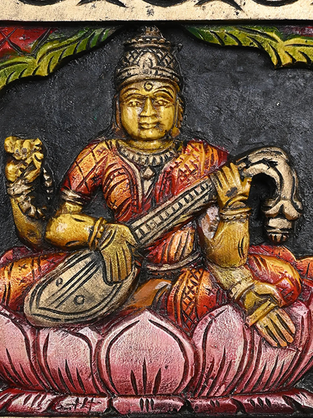 Temple Look MahaLakshmi, Ganesh, Saraswathi Horizontal Panel 36"