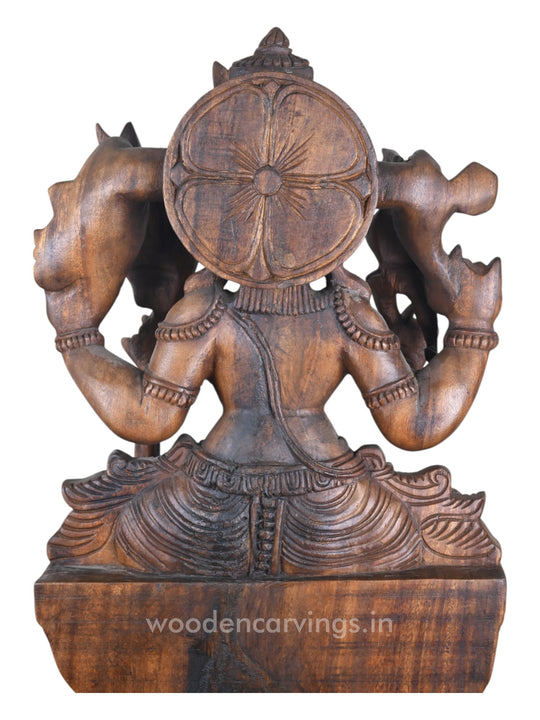 Goddess Kamatchi Holding Sugarcane in Hand Wooden Sculpture 36"