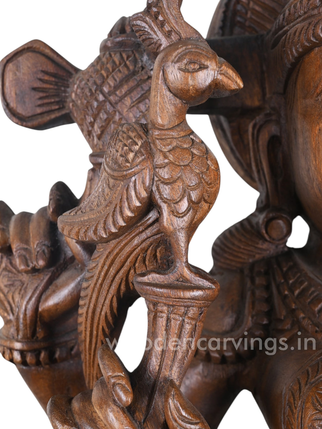 Goddess Kamatchi Holding Sugarcane in Hand Wooden Sculpture 36"