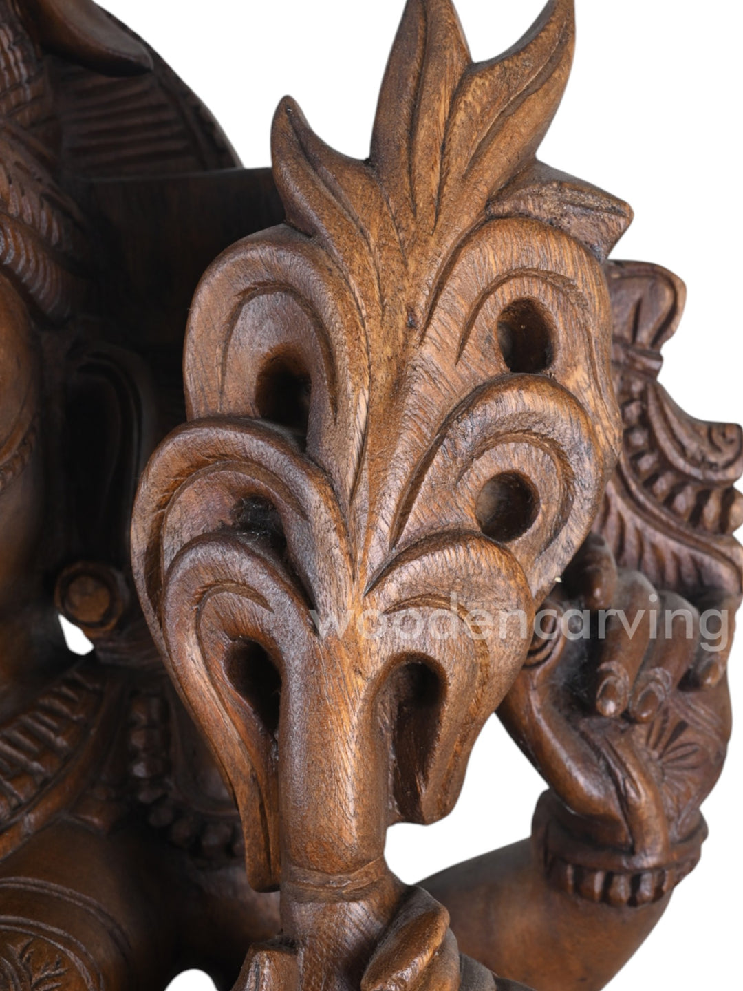 Goddess Kamatchi Holding Sugarcane in Hand Wooden Sculpture 36"