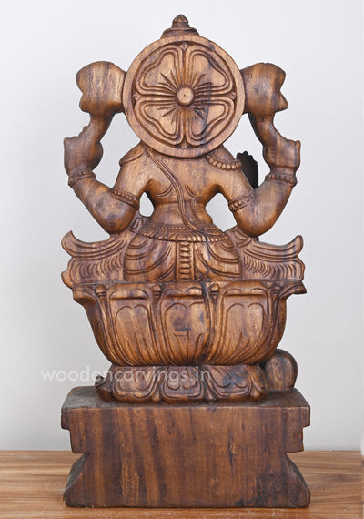 Blessing Mangala MahaLakshmi Auspicious Wooden Sculpture 24"